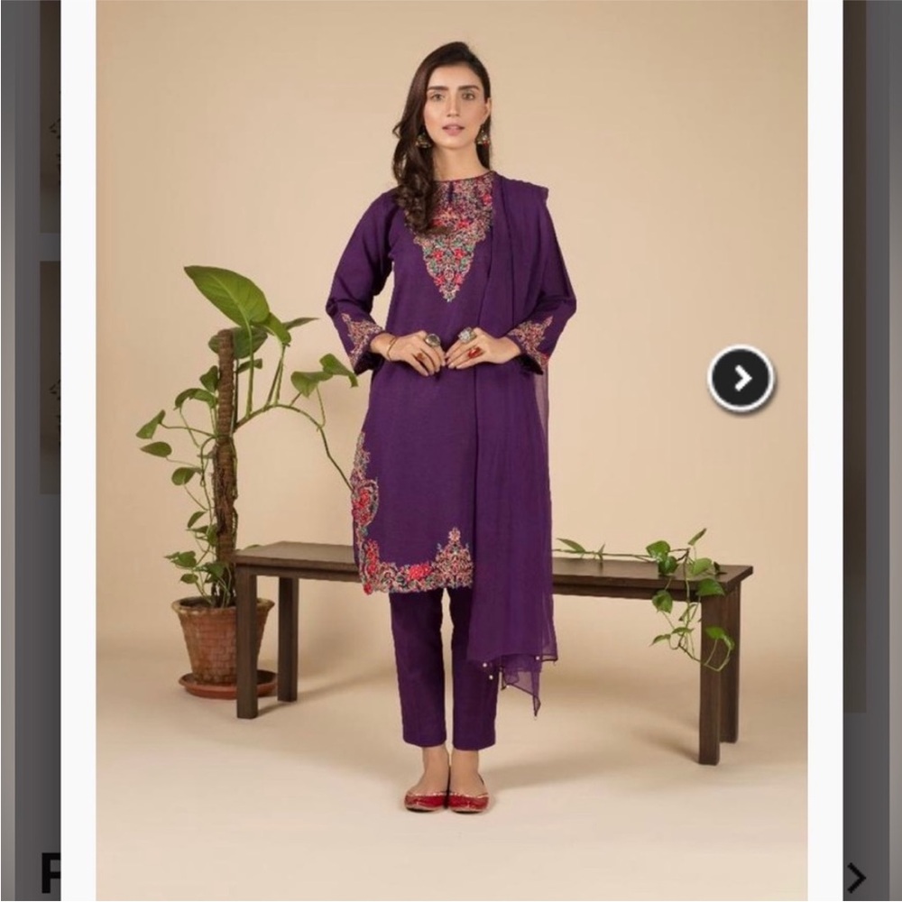 Purple Embroidered Salwar Kameez Set